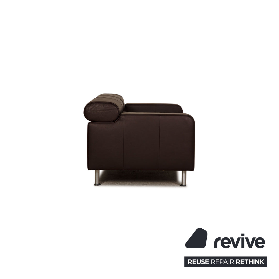 Rolf Benz AK 422 leather two-seater dark brown sofa couch function