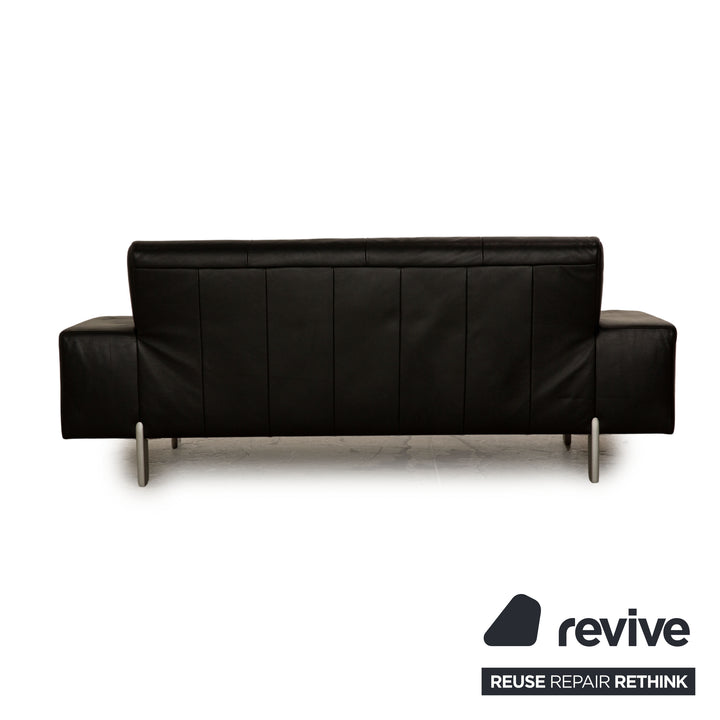 Rolf Benz AK 644 Leather Three Seater Black Sofa Couch