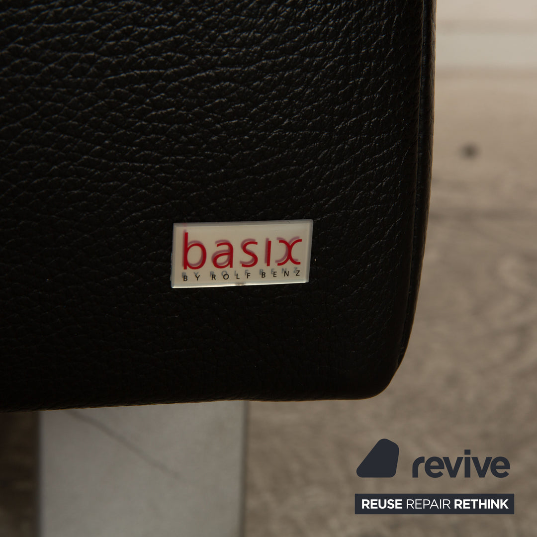 Rolf Benz AK 644 Leather Three Seater Black Sofa Couch