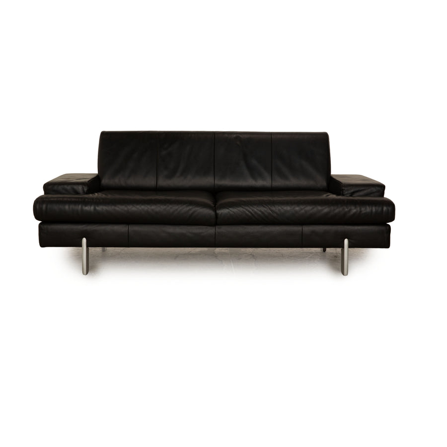 Rolf Benz AK 644 Leather Three Seater Black Sofa Couch