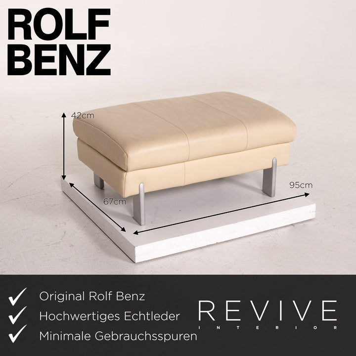 Rolf Benz AK 644 Leather Stool Cream Ottoman #14617