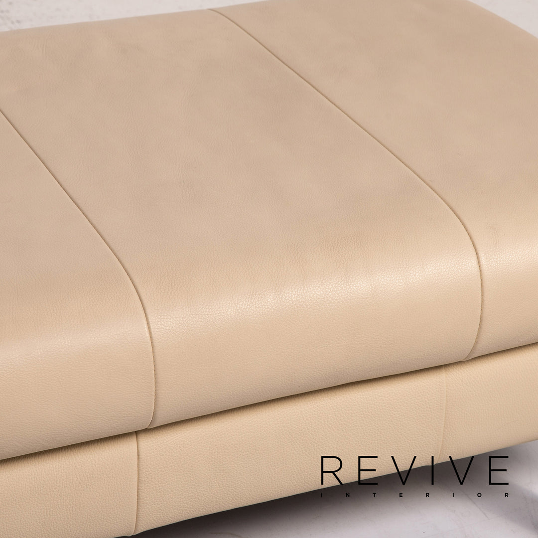 Rolf Benz AK 644 Leather Stool Cream Ottoman #14617