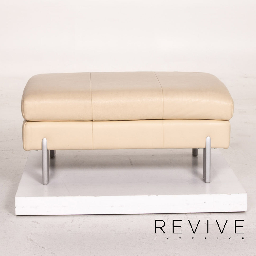 Rolf Benz AK 644 Leather Stool Cream Ottoman #14617