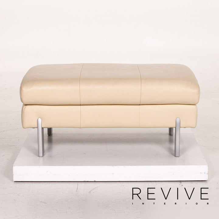 Rolf Benz AK 644 Leather Stool Cream Ottoman #14617