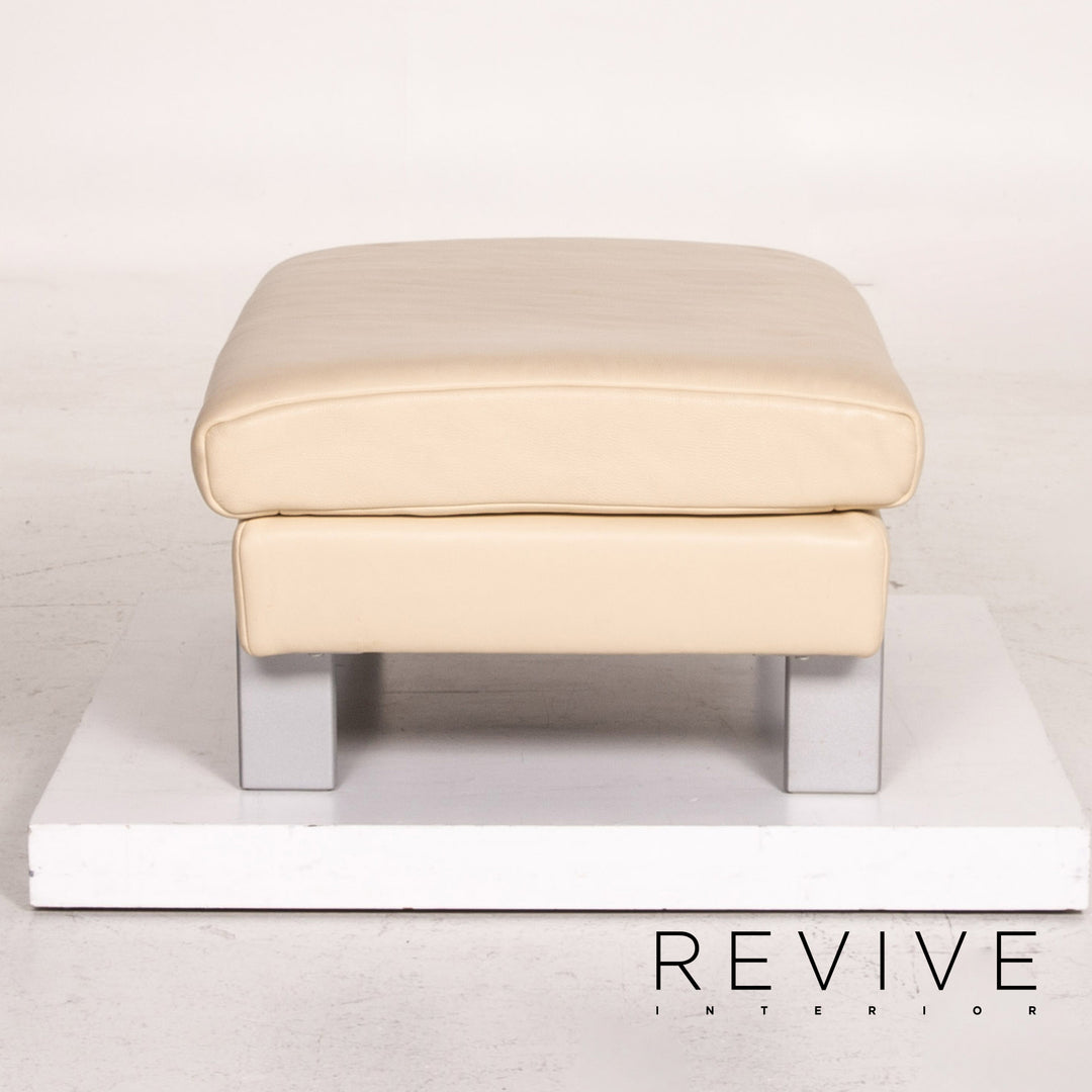 Rolf Benz AK 644 Leather Stool Cream Ottoman #14617