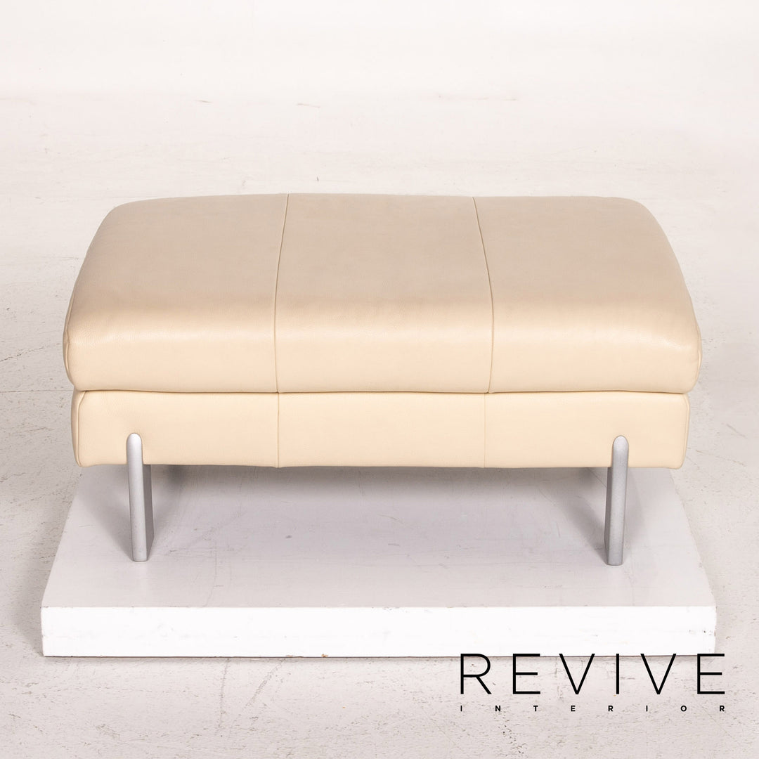 Rolf Benz AK 644 Leather Stool Cream Ottoman #14617