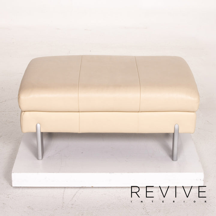 Rolf Benz AK 644 Leather Stool Cream Ottoman #14617