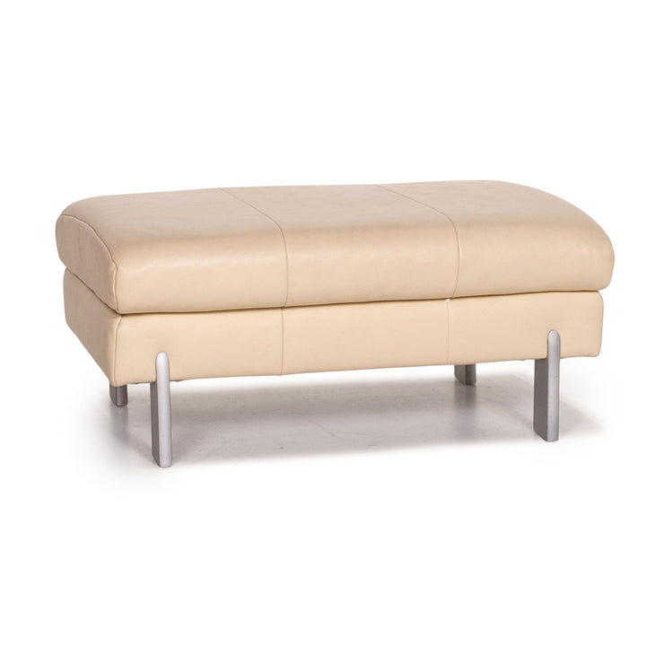 Rolf Benz AK 644 Leather Stool Cream Ottoman #14617