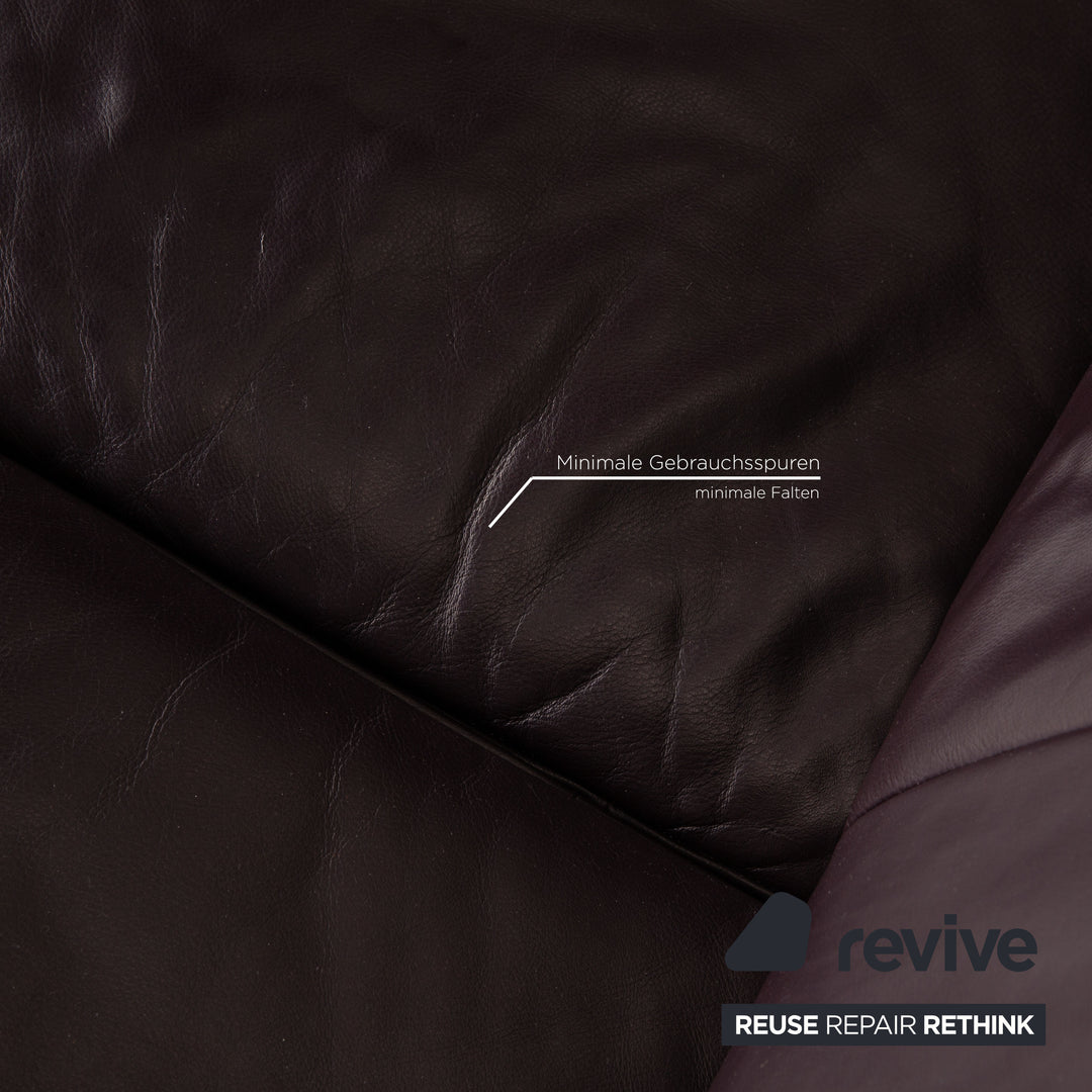 Rolf Benz AK 644 Leder Sofa Aubergine Zweisitzer Couch