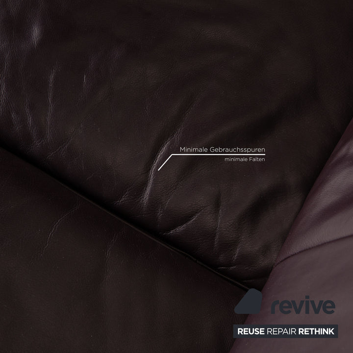 Rolf Benz AK 644 Leder Sofa Aubergine Zweisitzer Couch