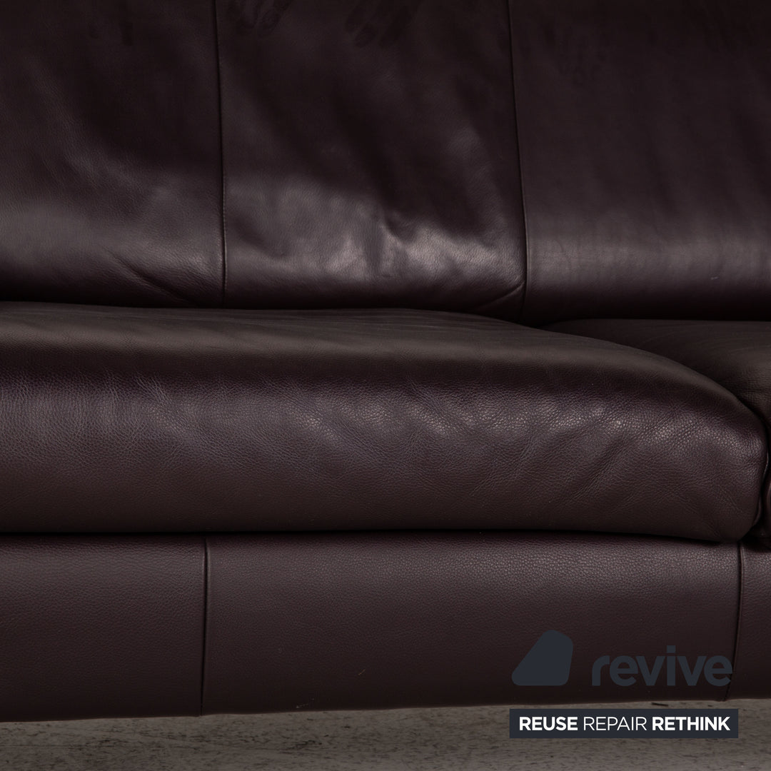 Rolf Benz AK 644 Leder Sofa Aubergine Zweisitzer Couch