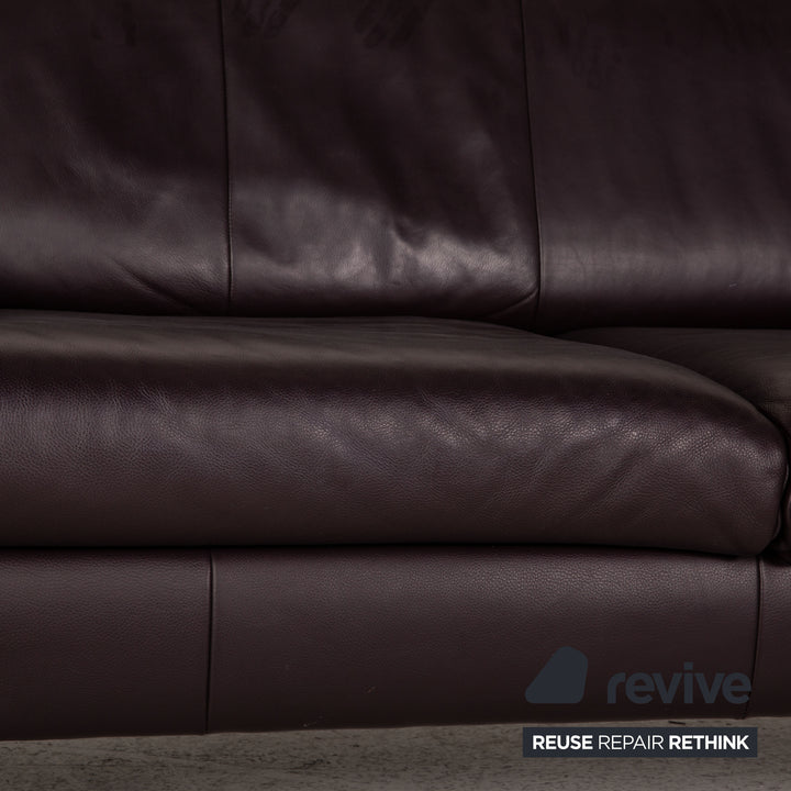 Rolf Benz AK 644 Leder Sofa Aubergine Zweisitzer Couch