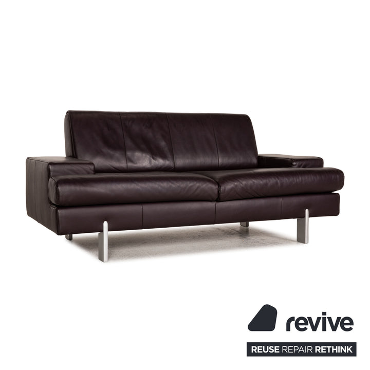 Rolf Benz AK 644 Leder Sofa Aubergine Zweisitzer Couch