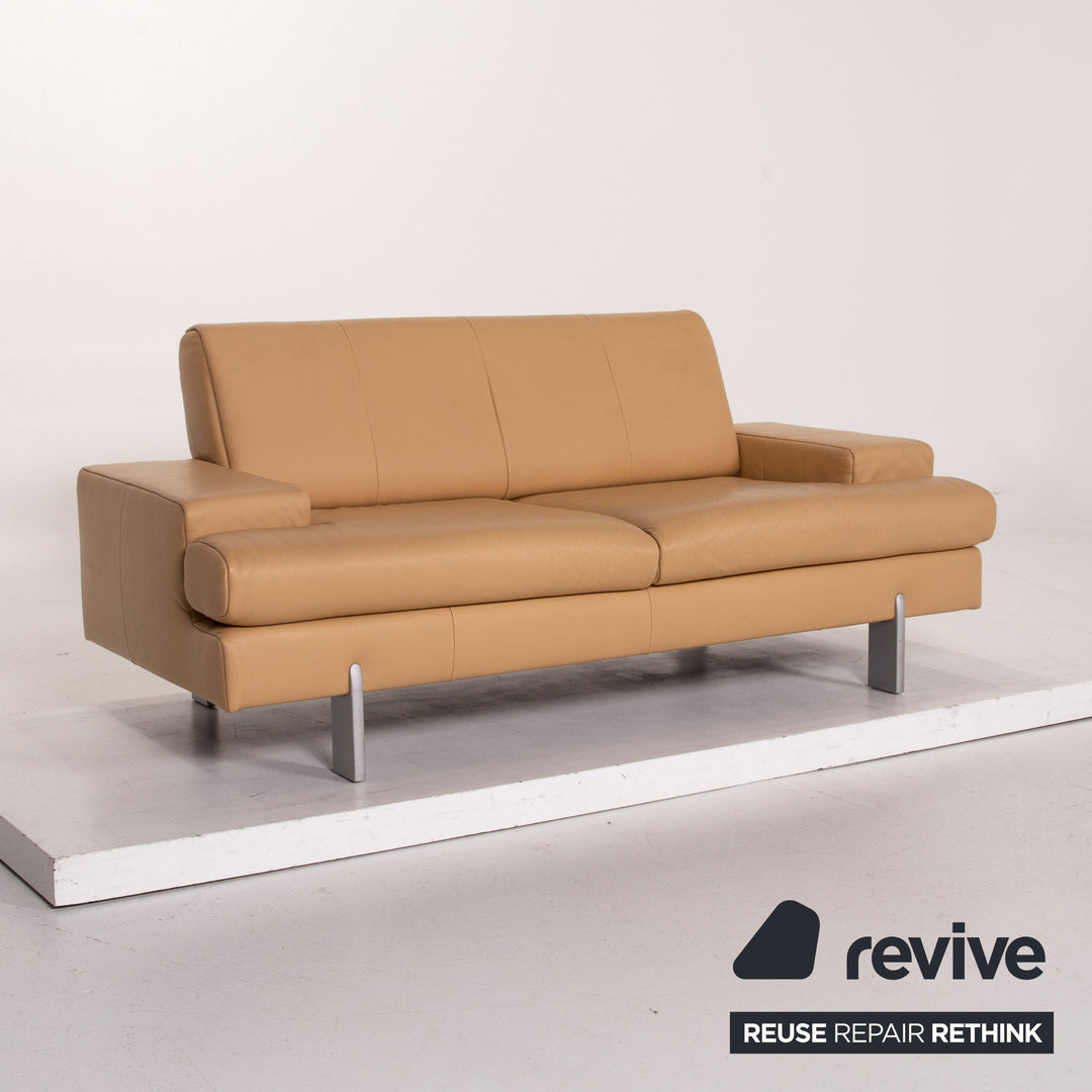 Rolf Benz AK 644 Leder Sofa Beige Zweisitzer Couch #12960