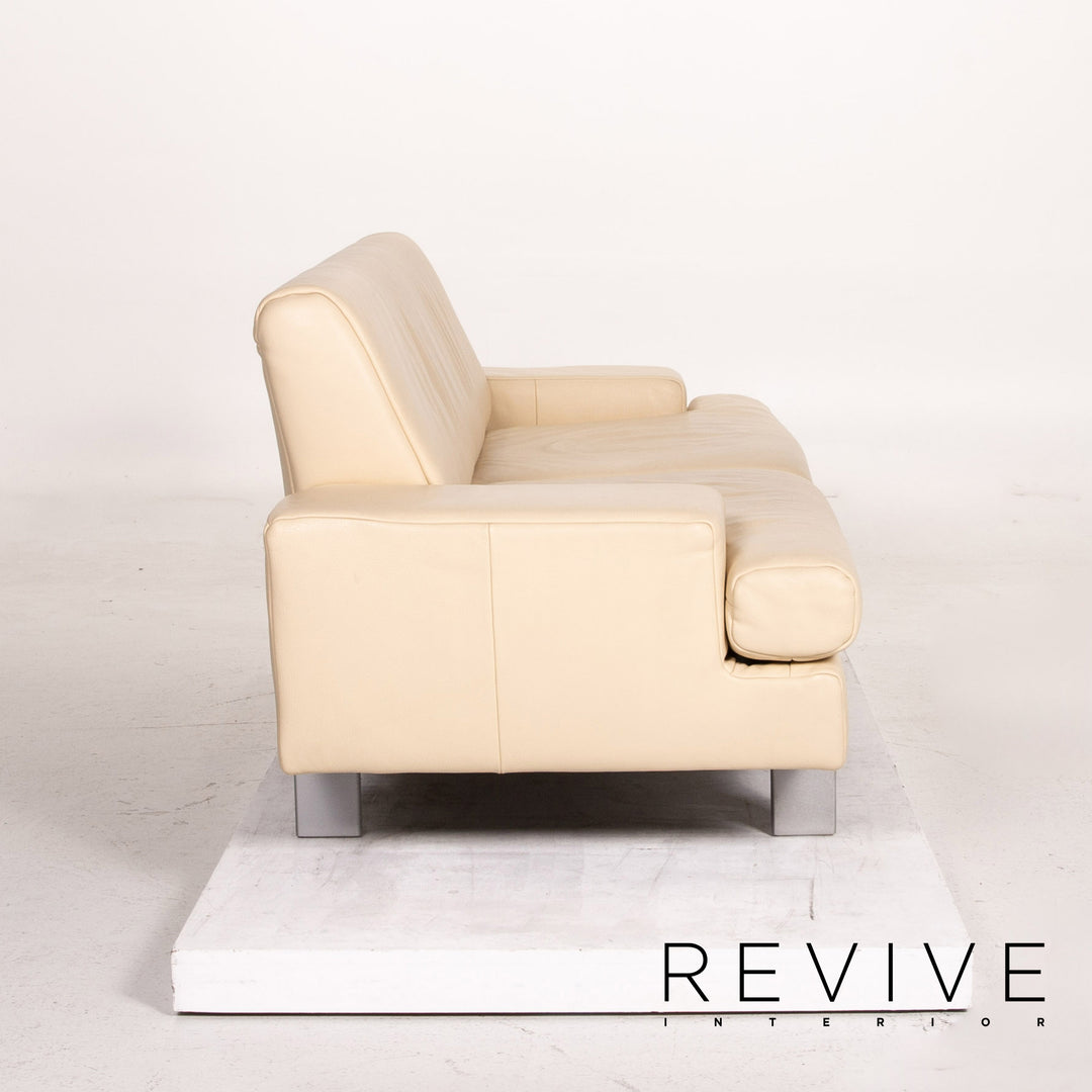 Rolf Benz AK 644 leather sofa cream two-seater function couch #14616