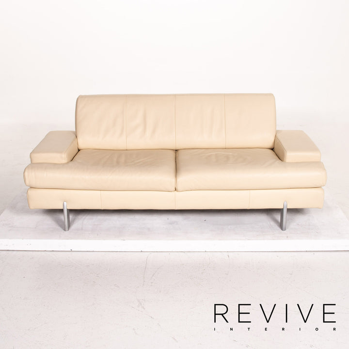 Rolf Benz AK 644 leather sofa cream two-seater function couch #14616