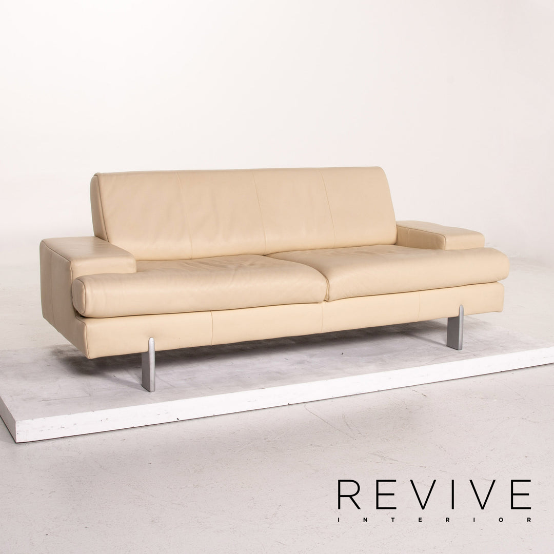 Rolf Benz AK 644 leather sofa cream two-seater function couch #14616