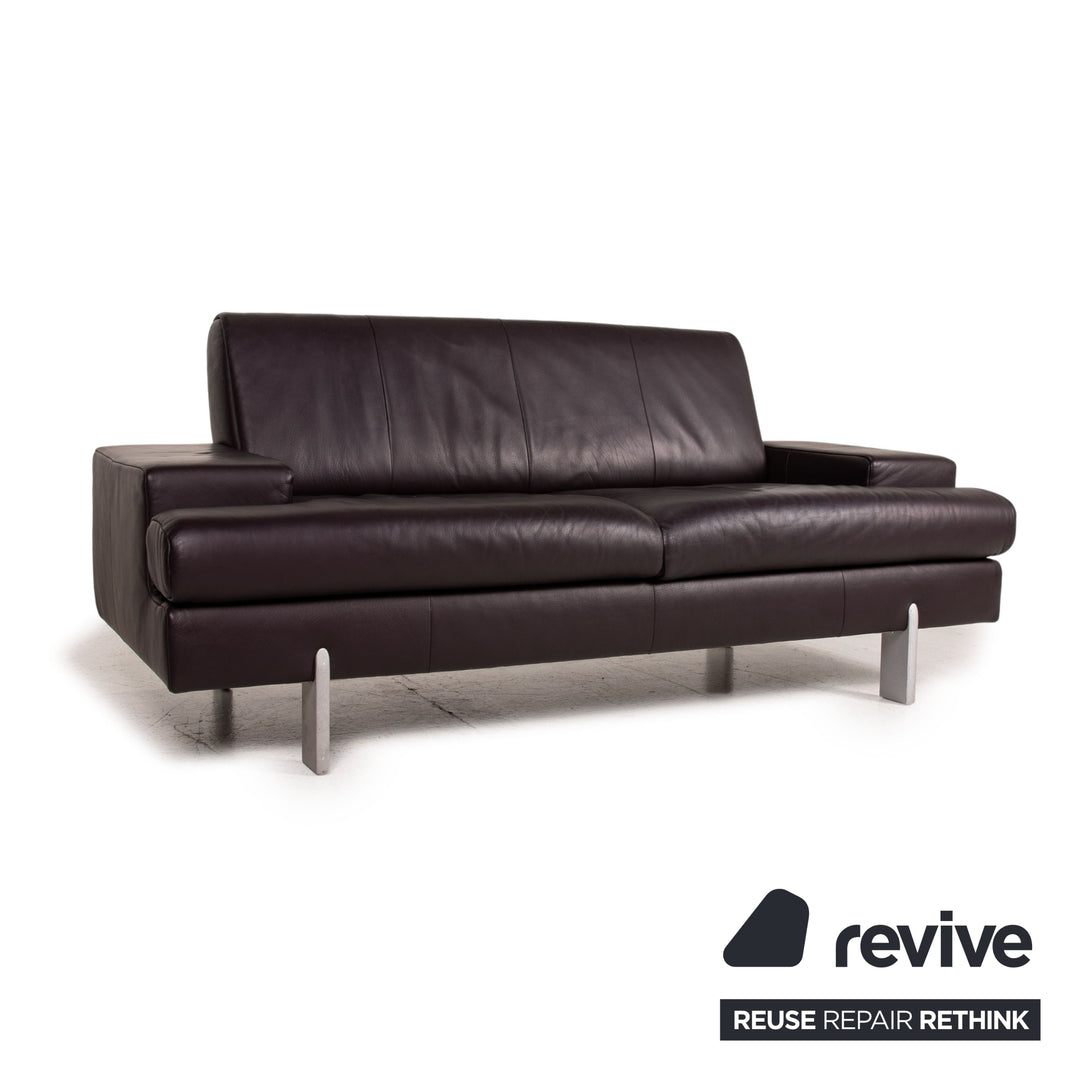 Rolf Benz AK 644 leather sofa Aubergine two-seater couch