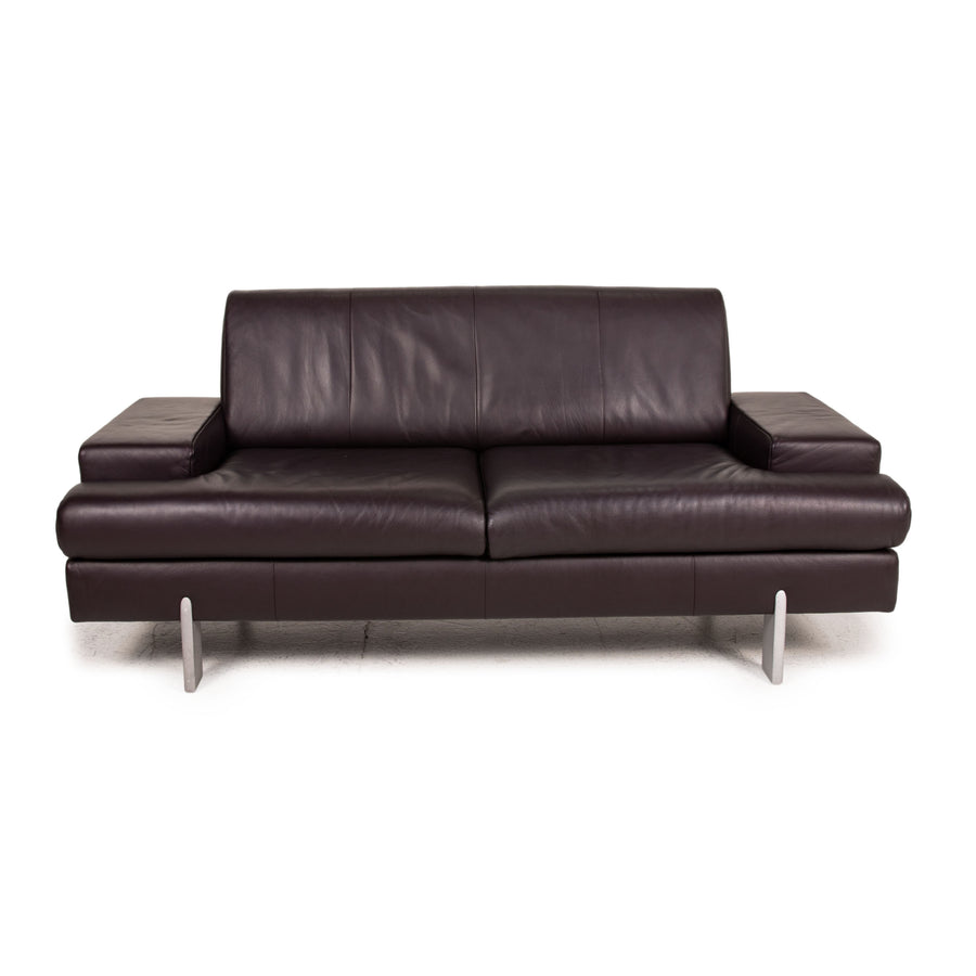 Rolf Benz AK 644 leather sofa Aubergine two-seater couch