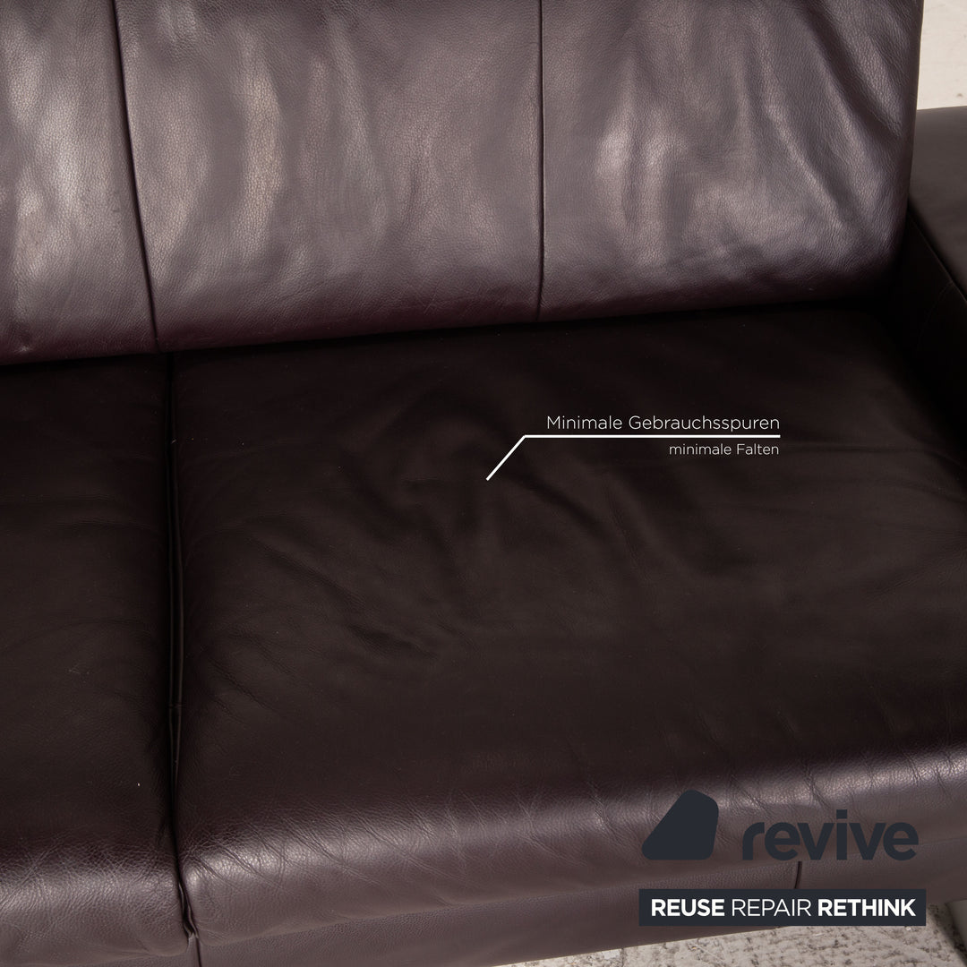 Rolf Benz AK 644 Leder Sofa Garnitur Aubergine 2xZweisitzer Couch