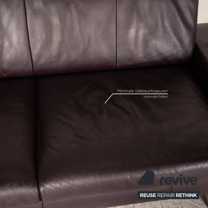 Rolf Benz AK 644 Leder Sofa Garnitur Aubergine 2xZweisitzer Couch