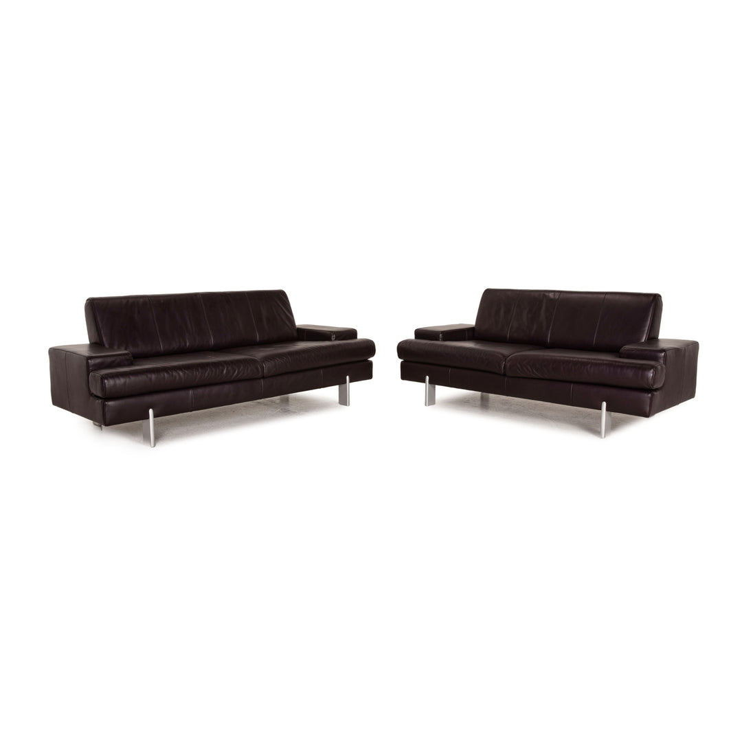 Rolf Benz AK 644 Leder Sofa Garnitur Aubergine 2xZweisitzer Couch