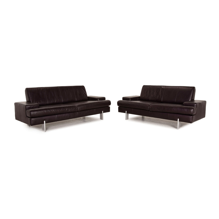 Rolf Benz AK 644 Leder Sofa Garnitur Aubergine 2xZweisitzer Couch