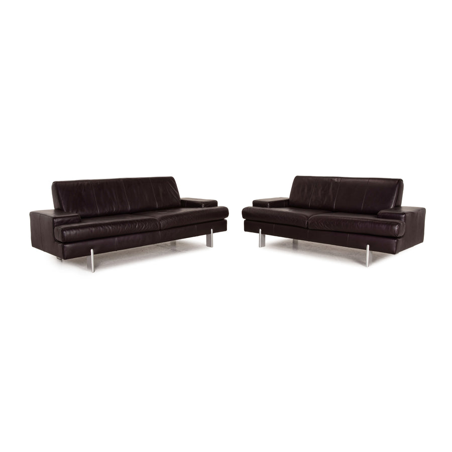 Rolf Benz AK 644 Leder Sofa Garnitur Aubergine 2xZweisitzer Couch