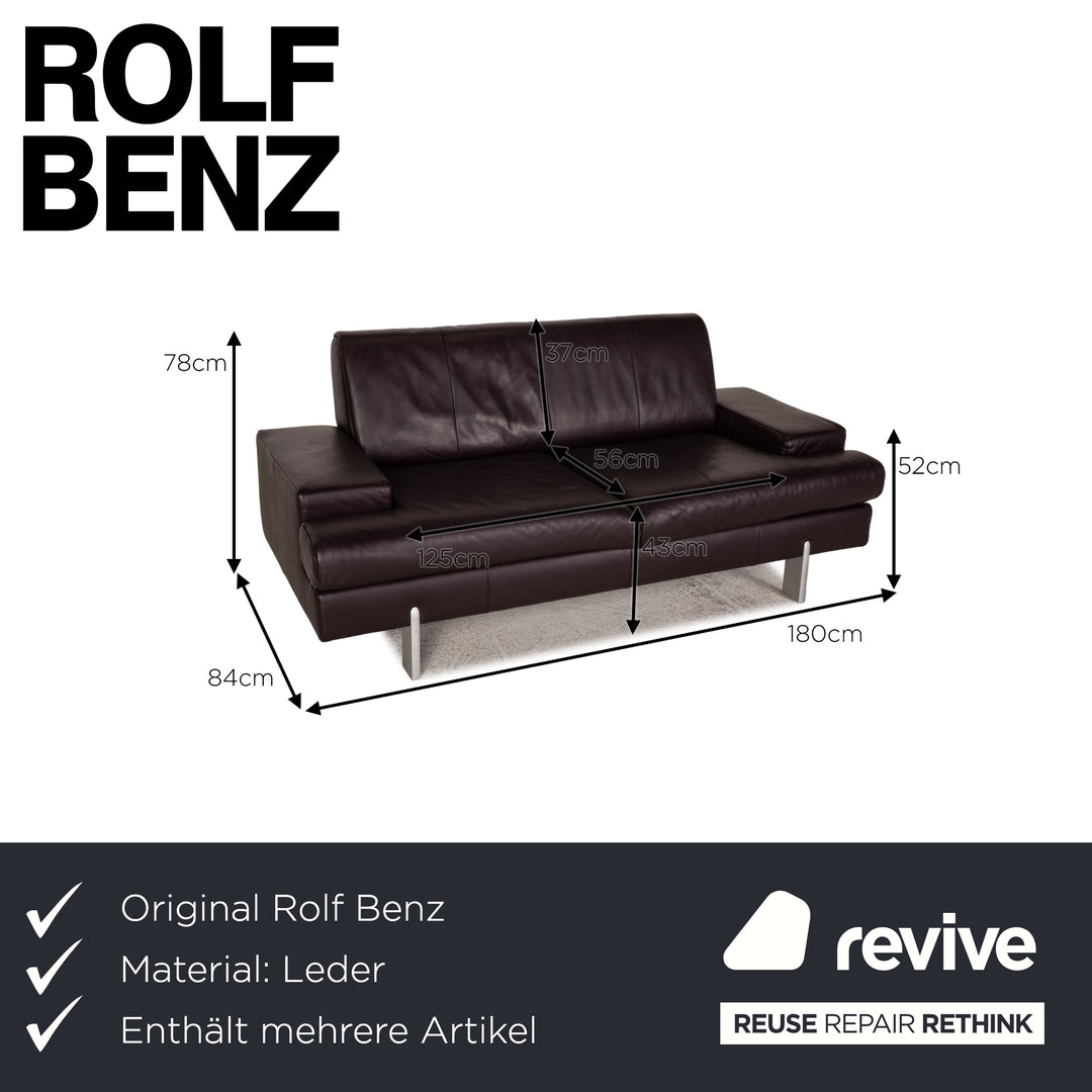 Rolf Benz AK 644 Leder Sofa Garnitur Aubergine 2xZweisitzer Couch