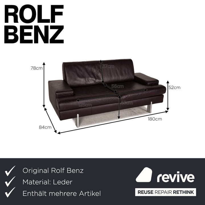 Rolf Benz AK 644 Leder Sofa Garnitur Aubergine 2xZweisitzer Couch