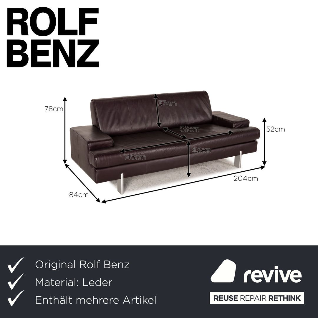 Rolf Benz AK 644 Leder Sofa Garnitur Aubergine 2xZweisitzer Couch