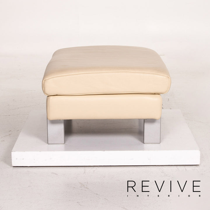 Rolf Benz AK 644 leather sofa set cream 1x two-seater 1x stool #15159