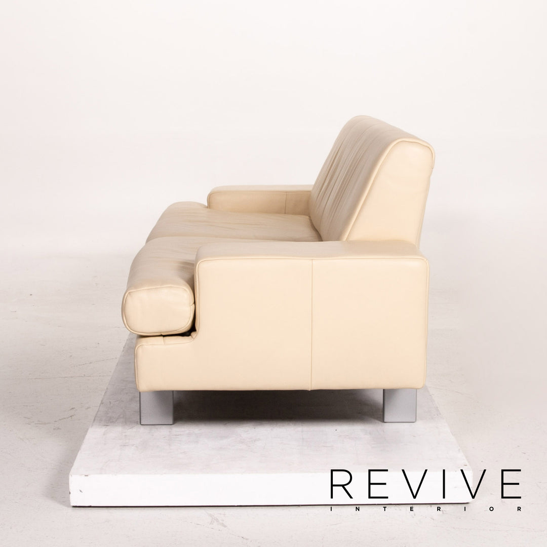Rolf Benz AK 644 leather sofa set cream 1x two-seater 1x stool #15159