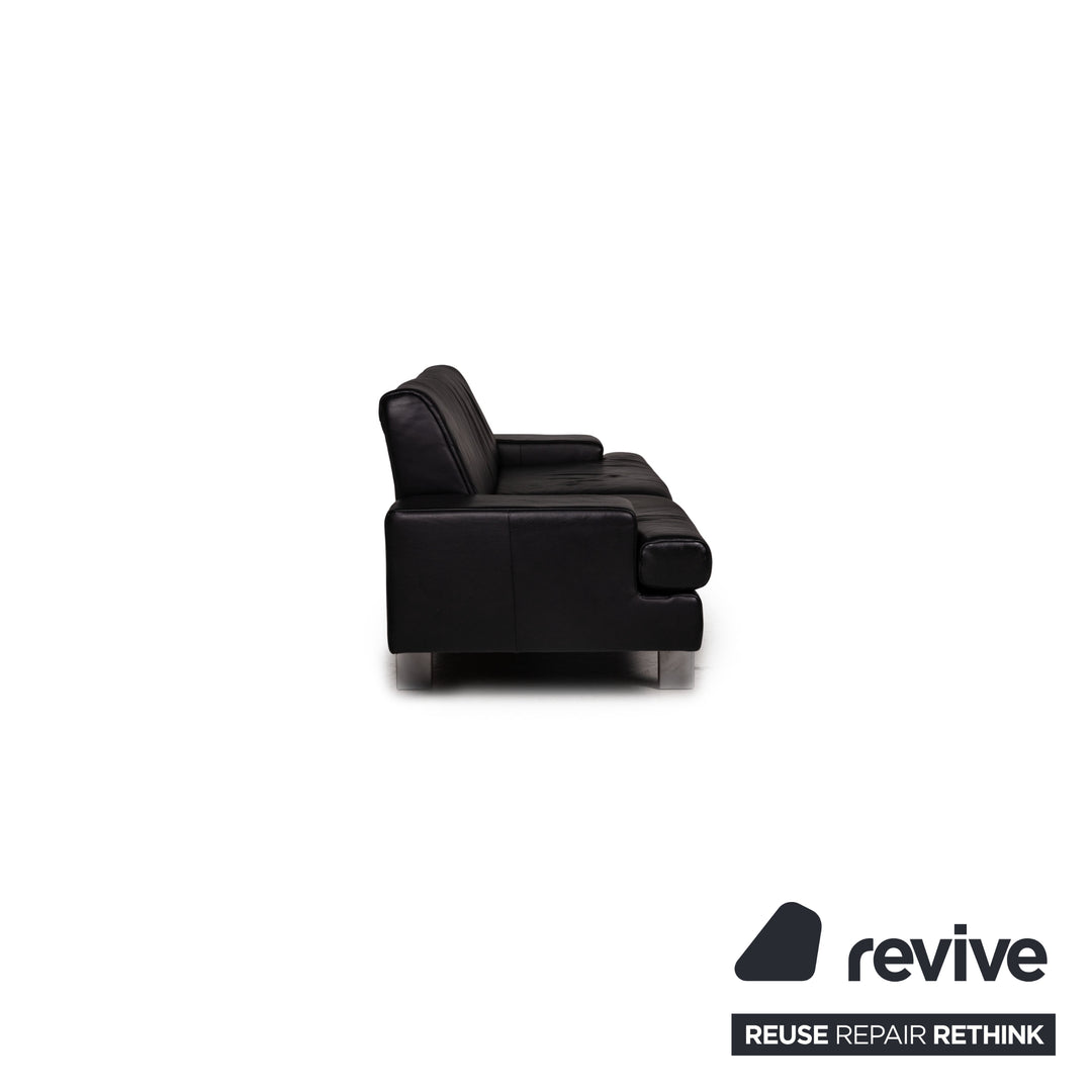 Rolf Benz AK 644 Leder Sofa Schwarz Dreisitzer Couch