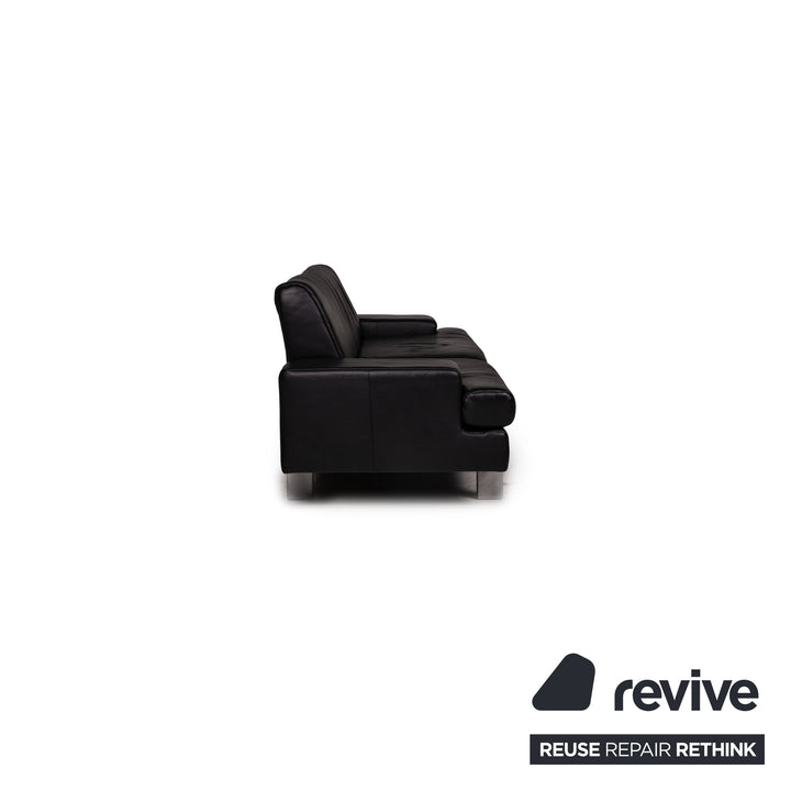 Rolf Benz AK 644 Leder Sofa Schwarz Dreisitzer Couch