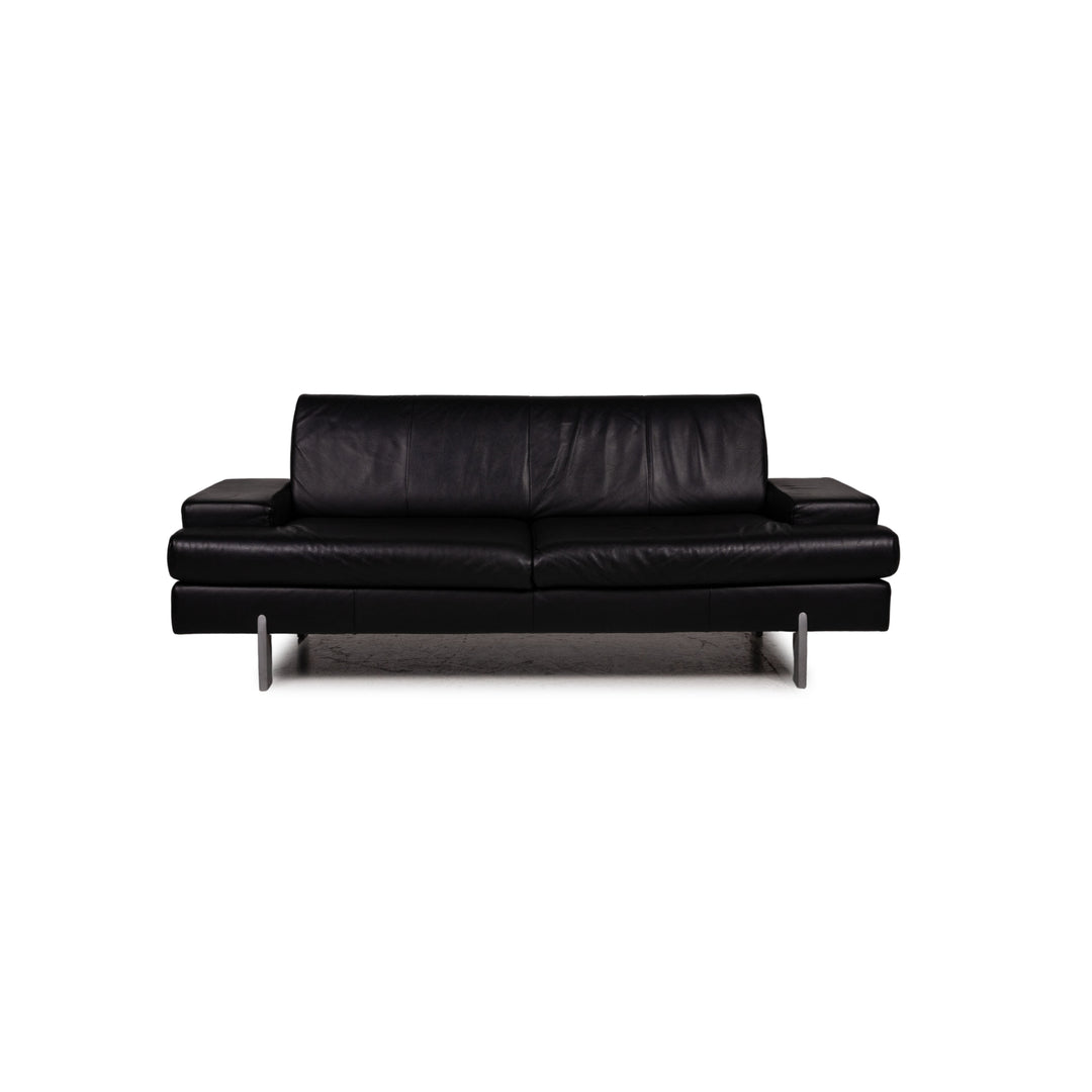 Rolf Benz AK 644 Leder Sofa Schwarz Dreisitzer Couch