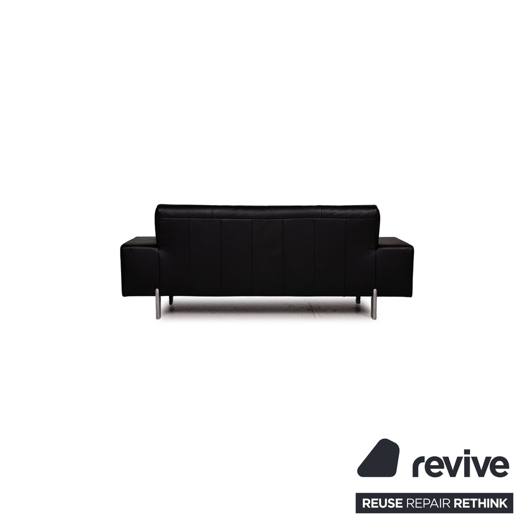 Rolf Benz AK 644 Leder Sofa Schwarz Dreisitzer Couch
