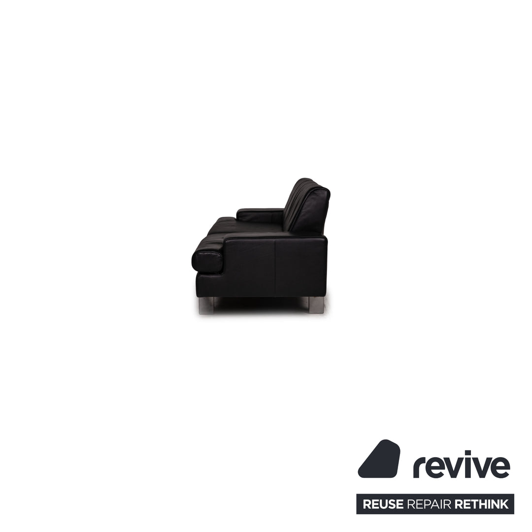 Rolf Benz AK 644 Leder Sofa Schwarz Dreisitzer Couch