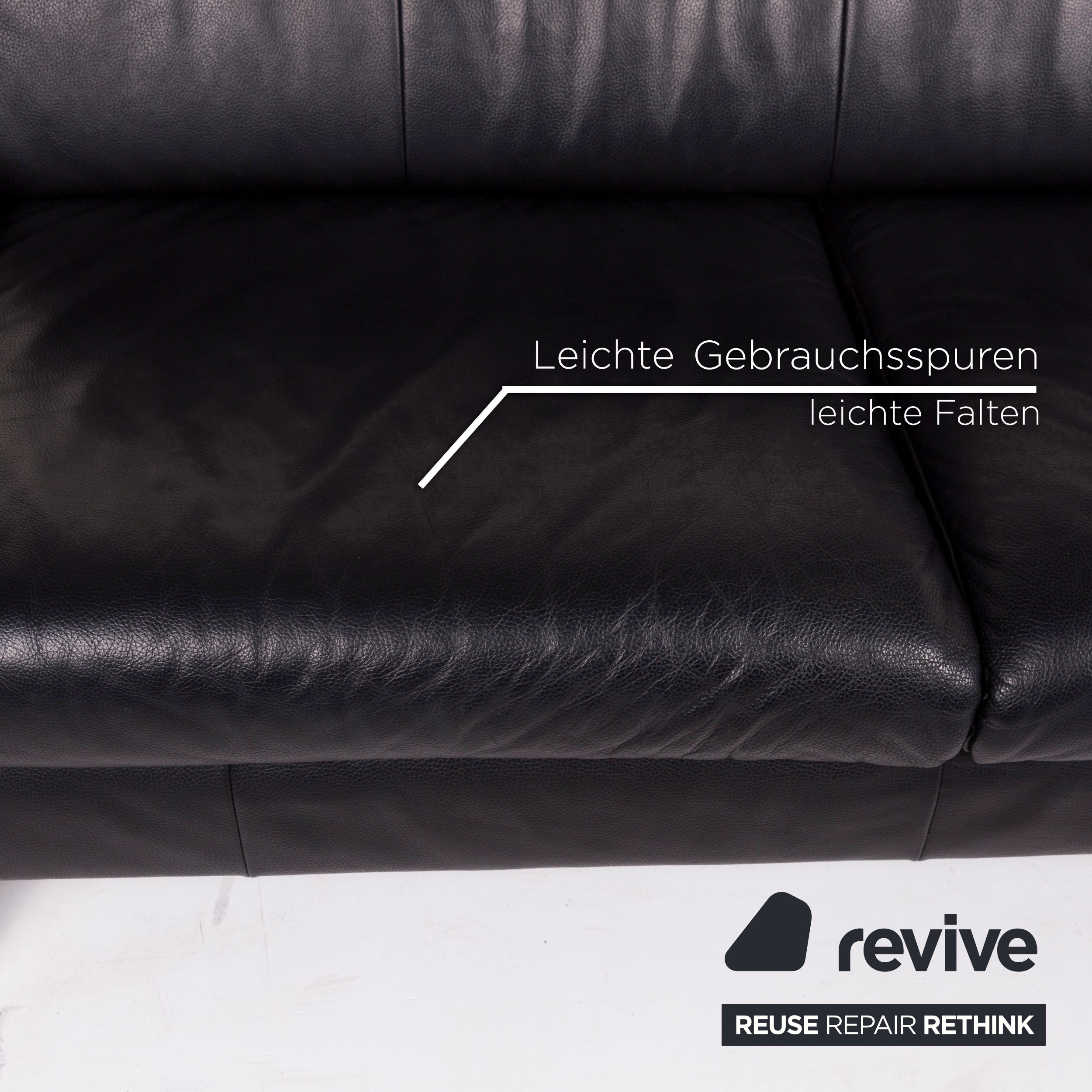 Rolf Benz AK 644 Leder Sofa Schwarz Zweisitzer #12310