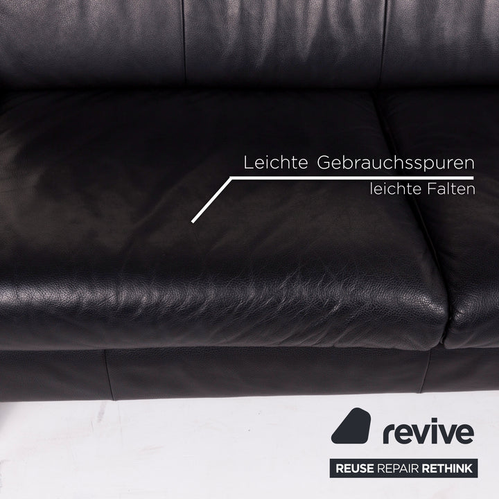 Rolf Benz AK 644 leather sofa black two-seater #12310