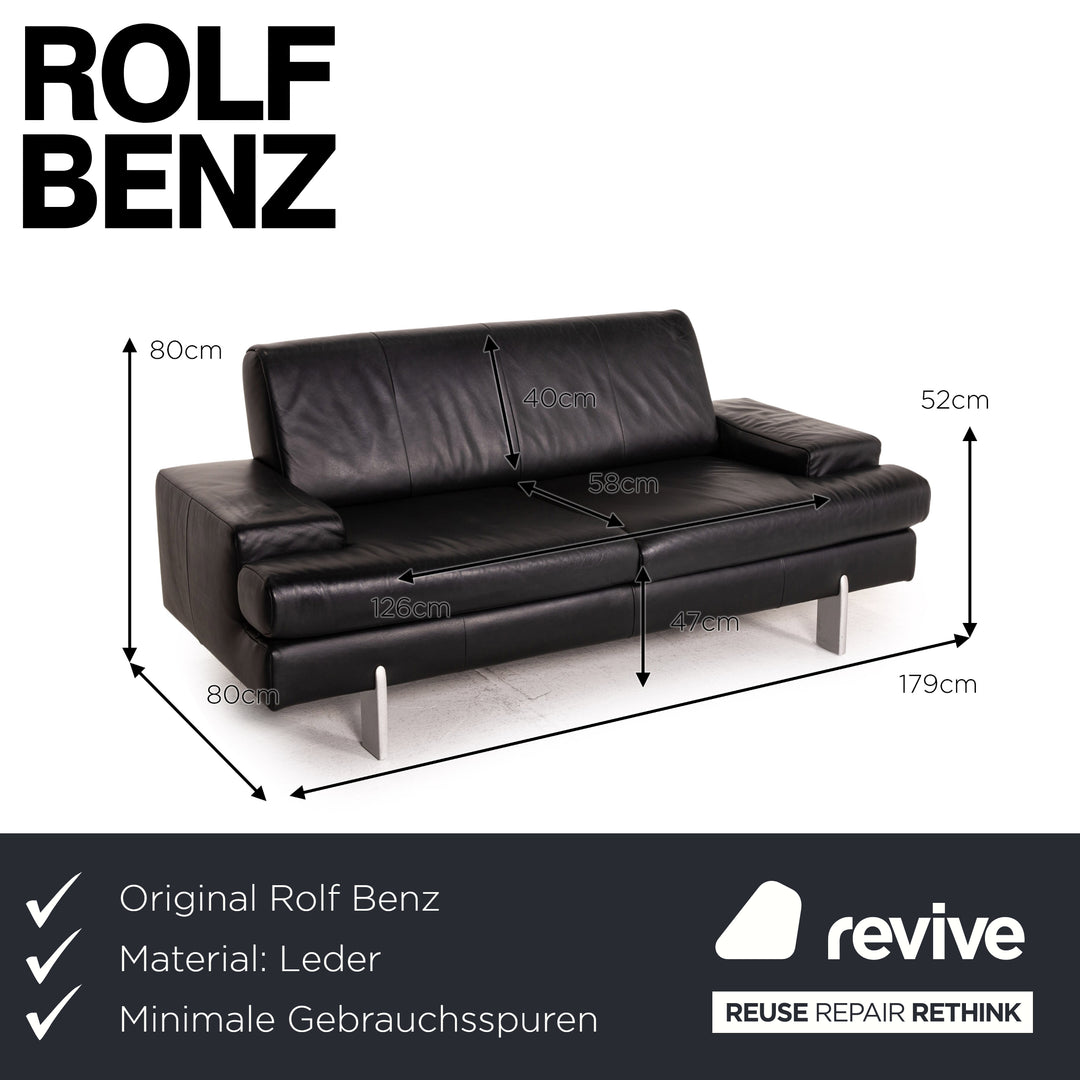 Rolf Benz AK 644 Leder Sofa Schwarz Zweisitzer Couch