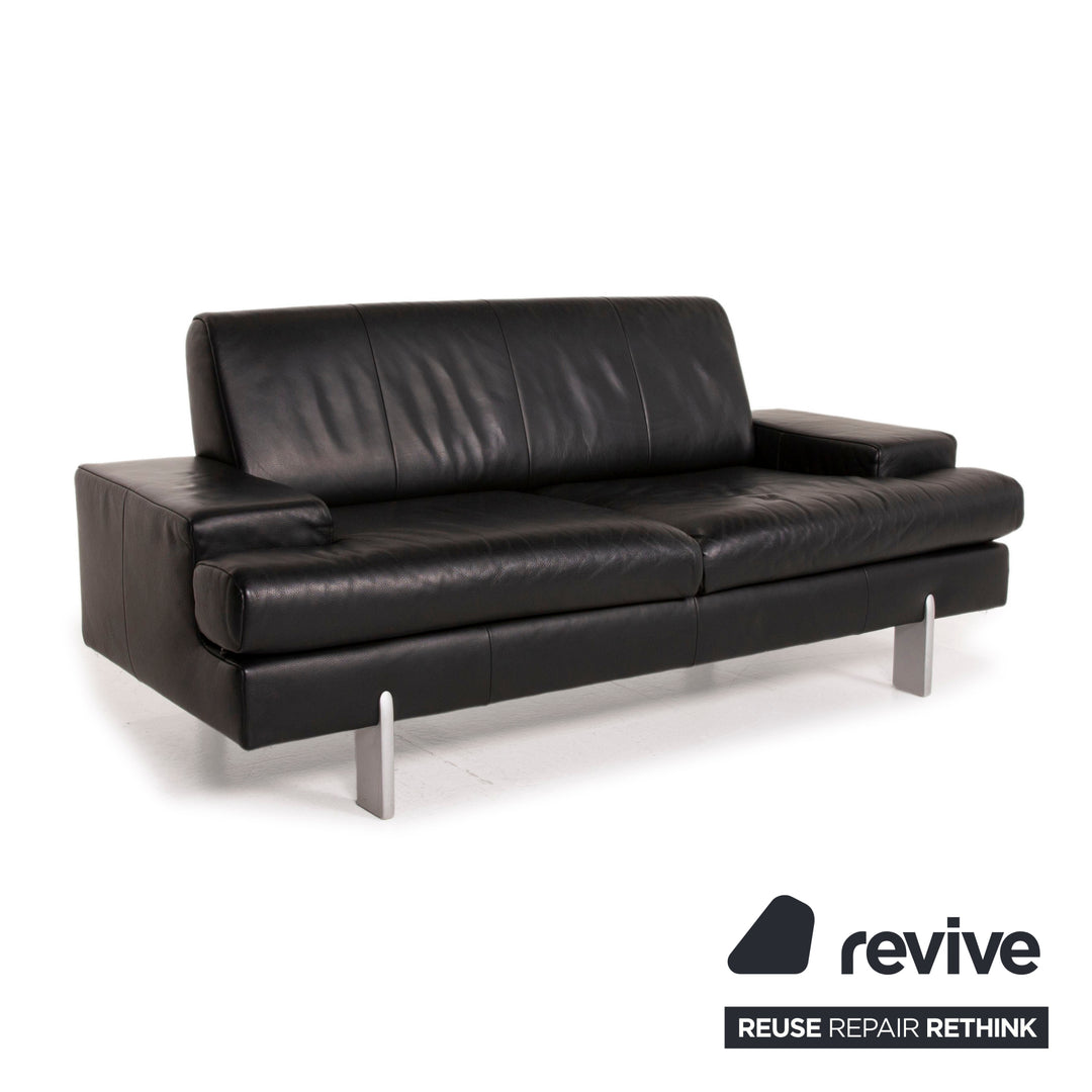 Rolf Benz AK 644 leather sofa black two-seater