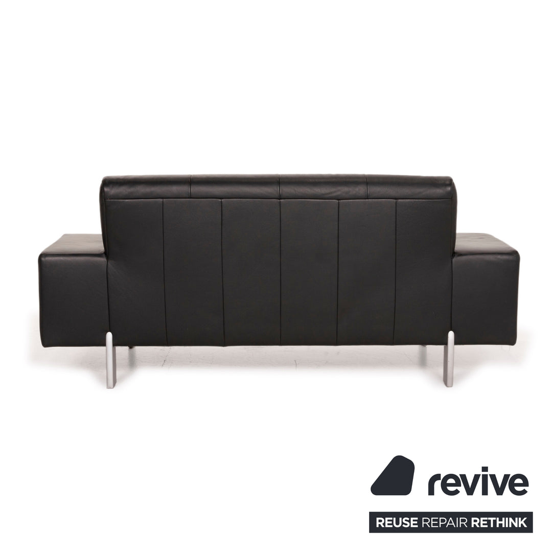 Rolf Benz AK 644 leather sofa black two-seater