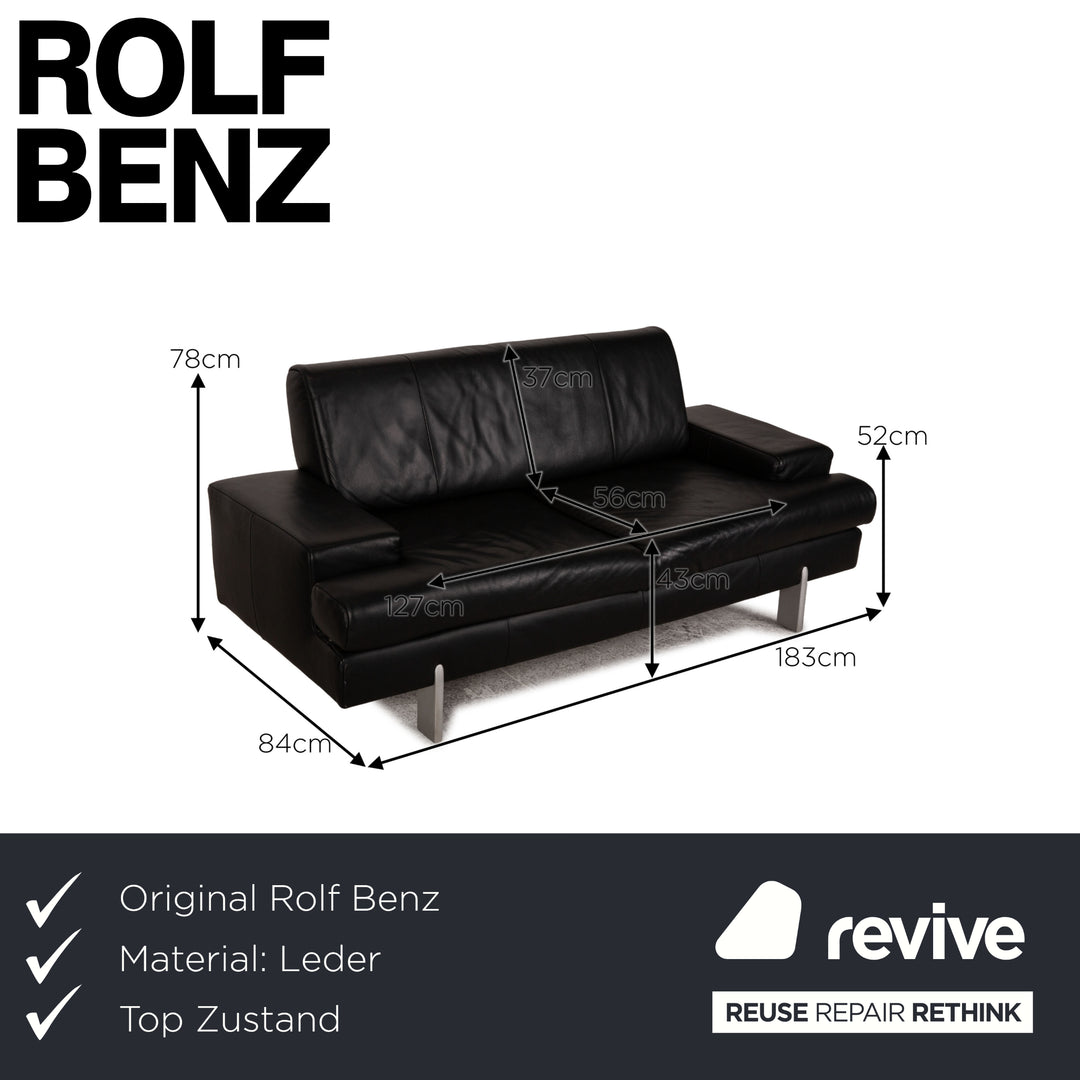 Rolf Benz AK 644 Leder Zweisitzer Schwarz Sofa Couch