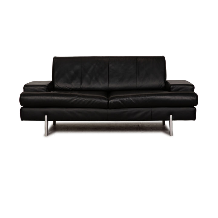 Rolf Benz AK 644 leather two-seater black sofa couch