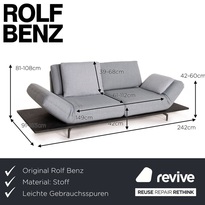 Rolf Benz Aura Stoff Sofa Blau Grau Zweisitzer Funktion Couch