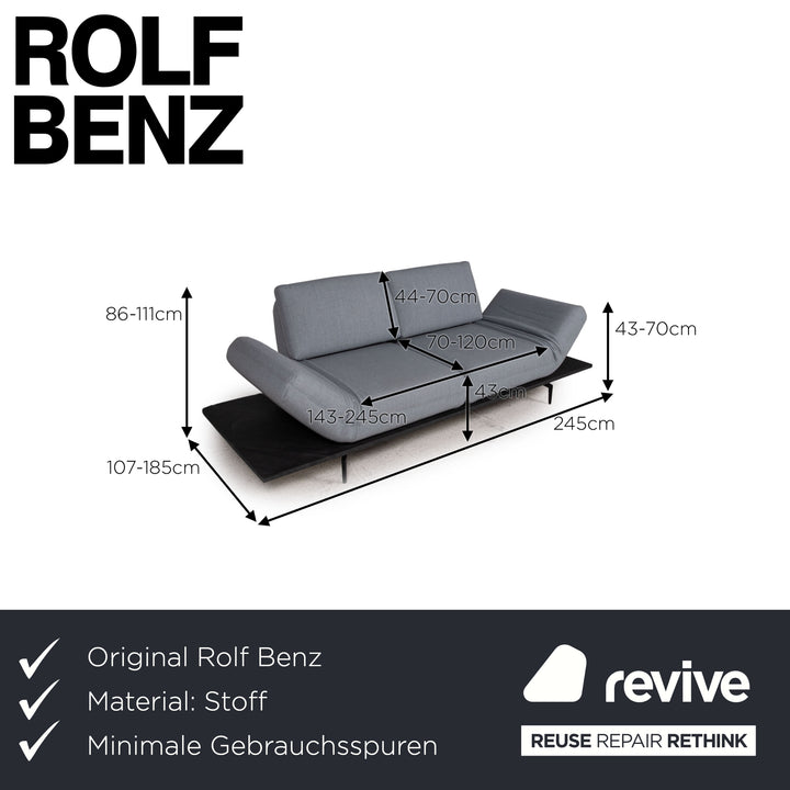 Rolf Benz Aura Stoff Sofa Blau Zweisitzer Funktion Couch