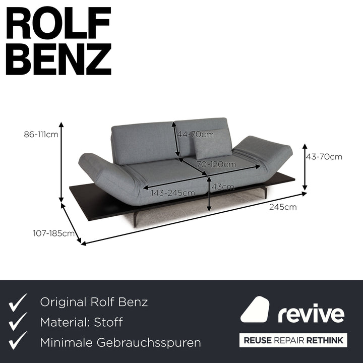 Rolf Benz Aura fabric sofa ice blue two-seater couch function relaxation function