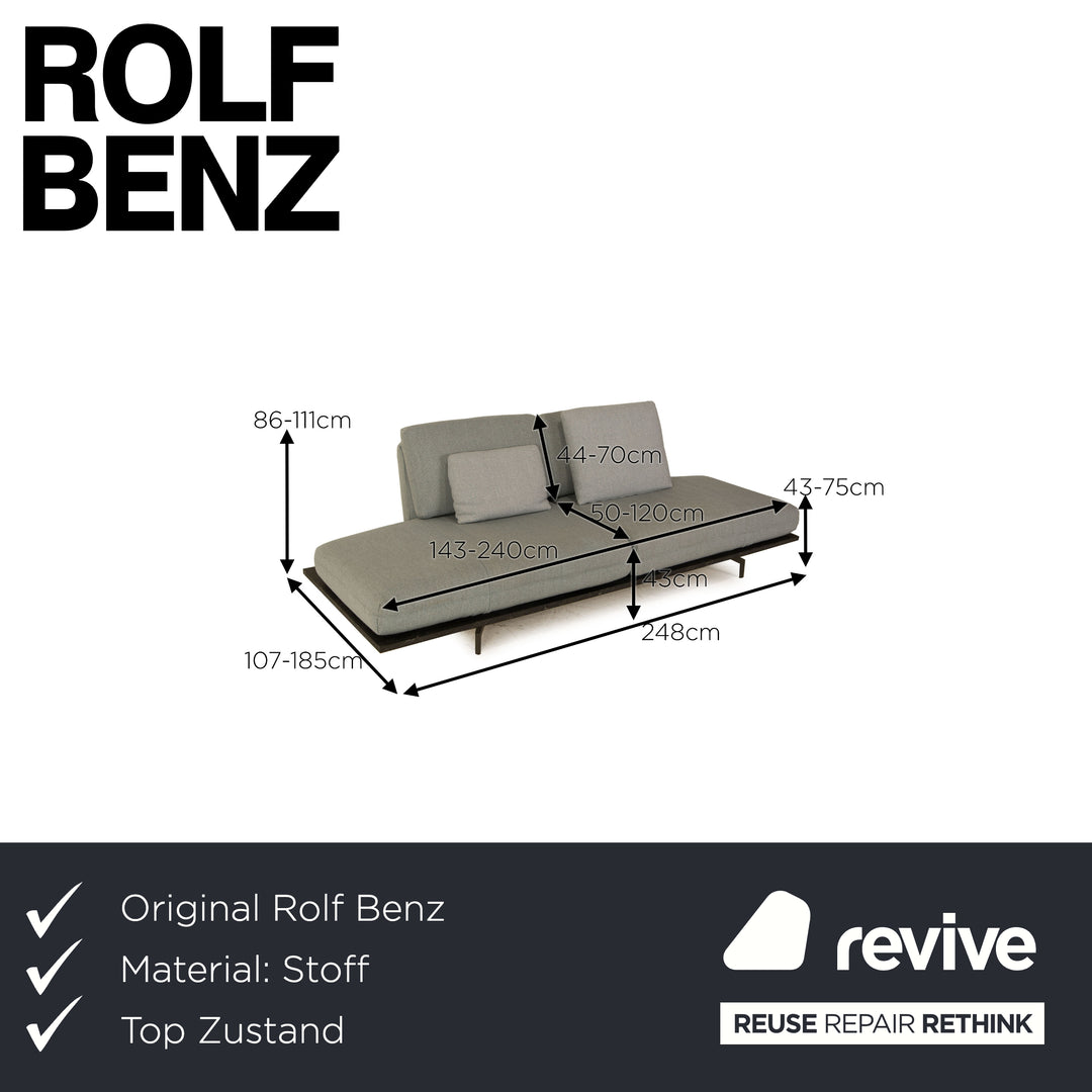 Rolf Benz Aura Stoff Zweisitzer Eisblau Sofa Couch Funktion