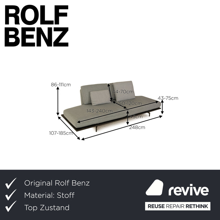 Rolf Benz Aura Stoff Zweisitzer Eisblau Sofa Couch Funktion